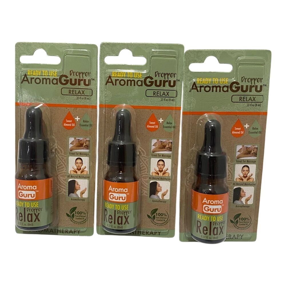 Aroma Guru Relax Aromatherapy Essential Oil .27 Oz Dropper Bottle 3 Piece Bundle